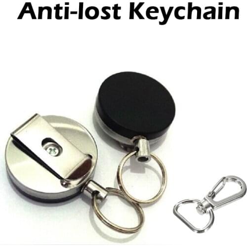 1pcs Outdoors Games Anti-lost Resilience Steel Wire Rope Elastic Keychain Recoil Sporty Retractable Key Ring Gag Practical Jokes