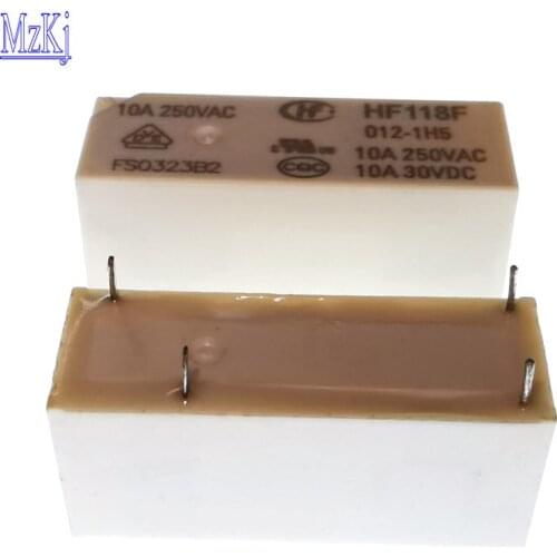 10PCS Hot New HF118F 10A250V/AC 5V 12V 24V HF118F-012-1H5