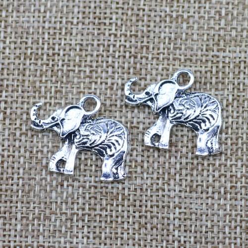 Newest 10Pieces 21*25mm Mixed Alloy Antique Silver Color Tibetan Elephant Charms Pendant Accessory For DIY Jewelry Making