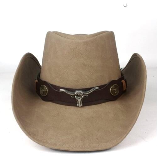 100% Leather Men Women Black Western Cowboy Hat Wide Brim Hat Outdoor Sombrero Hombre Cowgirl Hat