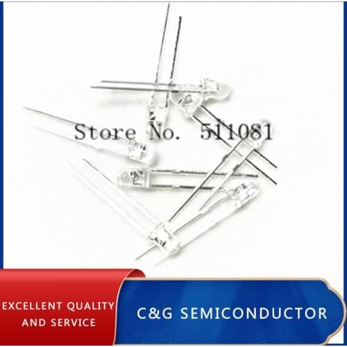 100pcs clear 3mm LED. white TO blue Ultra Bright ( red green yellow blue