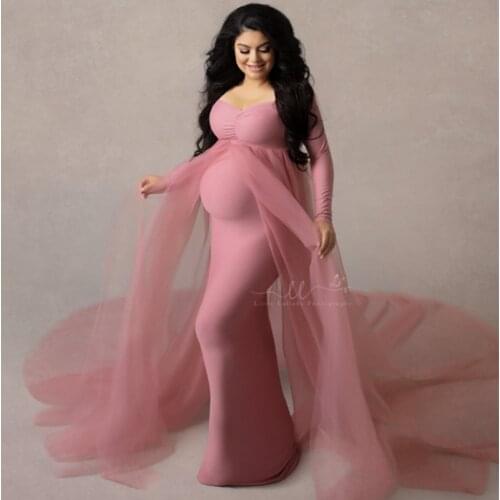 2020 Maternity Dresses Photography Props Shoulderless Pregnancy Long Dress For Pregnant Women Maxi Gown Baby Showers Photo Shoot