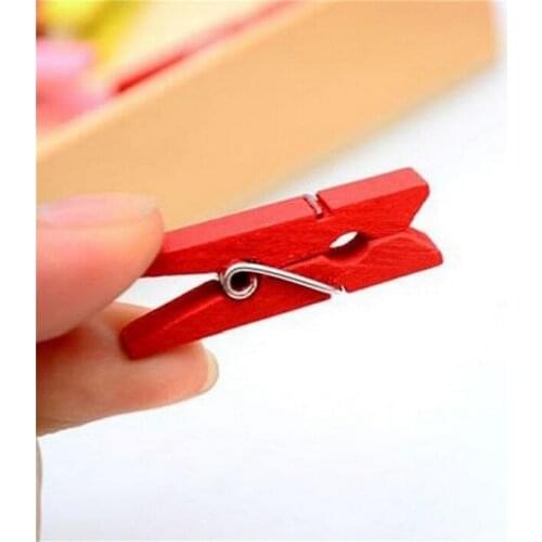 50PCS Mixed Color Mini Wooden Peg Pin Clothespin Decor Craft Clips Photo Paper Clothes