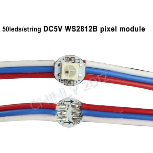 50 led/string WS2812B pixel module Pre-wired leds LED Chip & Heatsink 10cm RGB Wire DC5V WS2812