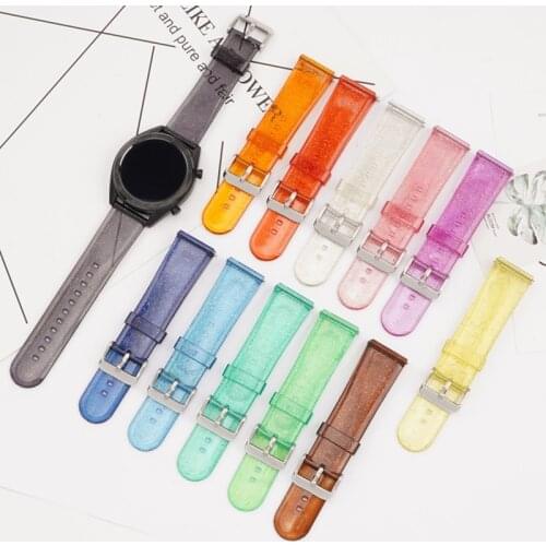 Glitter Transparent Silicone Strap for Samsung galaxy watch 46mm 3 45mm gear s3 22mm watch bracelet Huawei watch gt 2/2e Pro