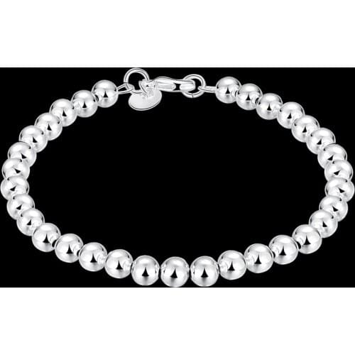 Hot sale classic 4mm bead chain fashion 925 sterling silver Bracelet for woman man Wedding party Christmas Gifts brands Jewelry