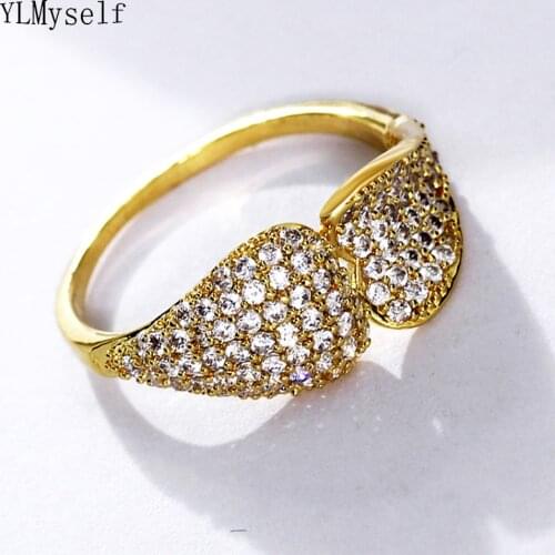 Wonderful Cute ring leaf design setting AAA cubic Zirconia crystal stones best gift elegant jewelry simple pretty rings