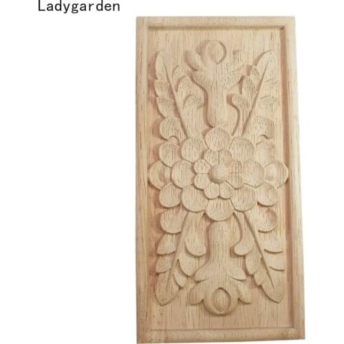 Wood Carved Decal Corner Appliques Frame Doors Furniture Woodcarving Wooden Statues Craft Wood Carved Sculptures Home Decor