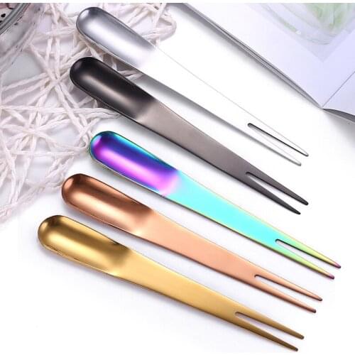 Dessert Fork Spoon Fruit 2 In1 Multifunctional Stainless Steel Forks Kids Food Picks Kitchen Accessories Snack Camping Dishes