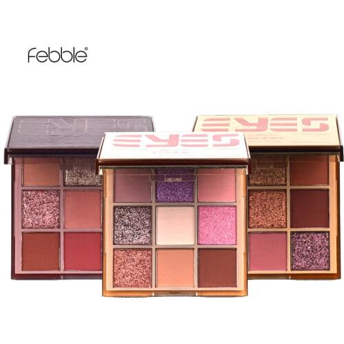Febble brand 9 color eye shadow big pigmented eyeshadow matte shimmer glitter waterproof eye makeup