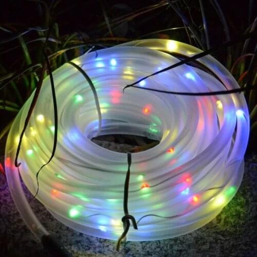 10M Solar Powered Rope Tube flexible fairy String Light 100LED Outdoor Xmas Garden Christmas Wedding party Tree decor-Multicolor