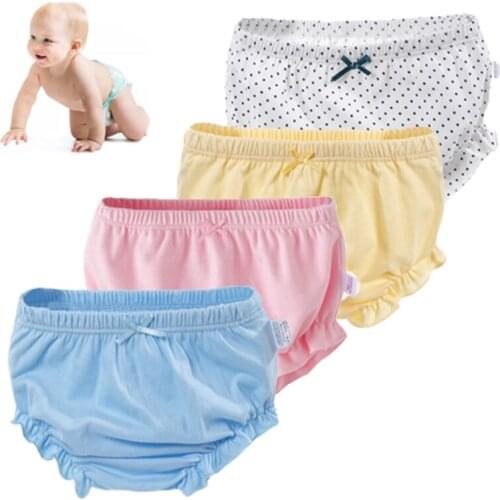 Baby Girls Cotton Ruffle Lace Shorts Infant Diaper Cover Bloomers Solid Underwear Children Briefs Pink Panties Frill Knickers