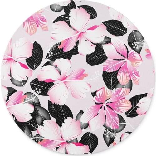 Qien BaiSei Tropical Hibiscus Flowers Mouse pad-Non-Slip Rubber Round Mousepad-Applies to Games，Home, School,Office Mouse pad