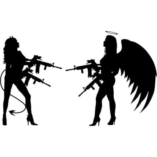 Fashion Car Sticker Sexy Beauty Angel and Demon PVC Decal Automobiles Accessories for VW Polo Kia Passat Golf,20cm*6cm