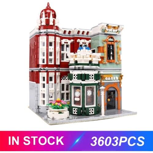 Mould King MOC 16005 3050Pcs Street View Building 10185 Green Grocer Led Light Model Building Blocks Kids Christmas Toys 15008