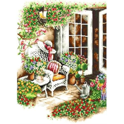 Cross stitch Handmade 14CT Counted Canvas DIY,Cross-stitch kits,Embroidery Cozy in front of the house 46-60
