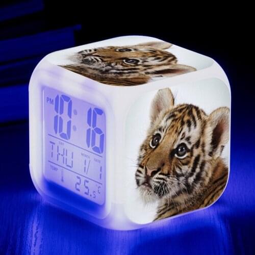 New Animal Print Alarm Clock LED Color Change Alarm Clock Childrens Toy Gift Multi-touch Sensitive Light-emitting Clock