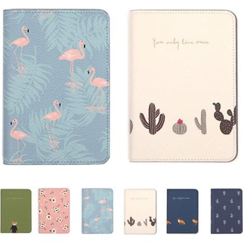 Printing Women ID Passport Holder PU Leather Card Holder Travel Passport Cover For Men Flamingo Cover On The Passport Organizer