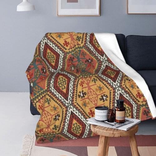 Bohemia Blanket Fleece Print Traditional Moroccan Multifunction Ultra-Soft Throw Blanket for Bed Car Plush Thin Quilt
