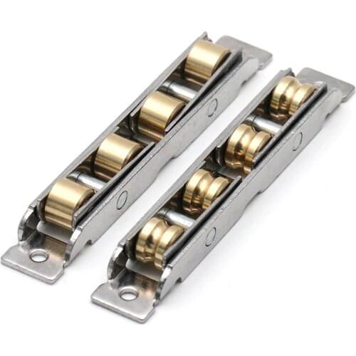 Stainless steel window pulley slot wheels silent Copper u groove track door roller casters sliding glass window Hardware fitting