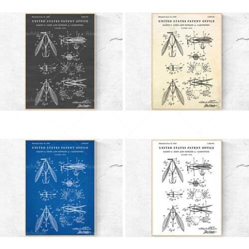 Fishing Lure vintage Invention Brevet Impression. Décor de Lake House. Affiche d’art de mur de modèle