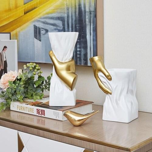 Modern Simple Creative Resin Portrait Vase Home Living Room Desktop Flower Arrangement Container Statue Crafts Dried Flower Vase