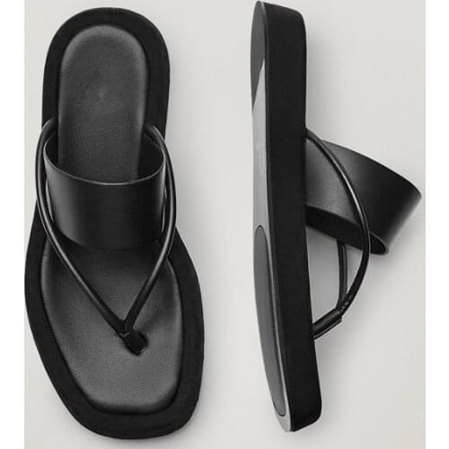 2021 Summer Fashion Womens Slippers Office Lady Tide Clip Toe Flip Flops Shoes Woman Black Platform Sandalias Mujer Slides Shoe