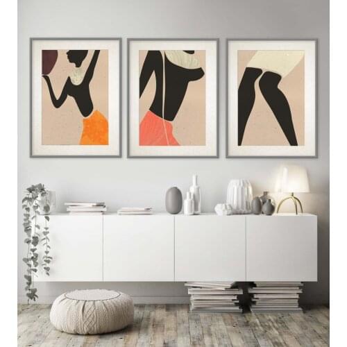 Women Ethno Silhouette Wall Art Print Picture Canvas Poster Nursery Print Minimalist Painting Decor No Frame