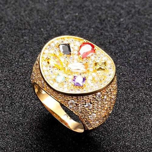 Zlxgirl Hot Quality Dubai Gold color women wedding bridal ring jewelry metal Heterosexual Zircon Banquet Ring Jewelry aneis anel