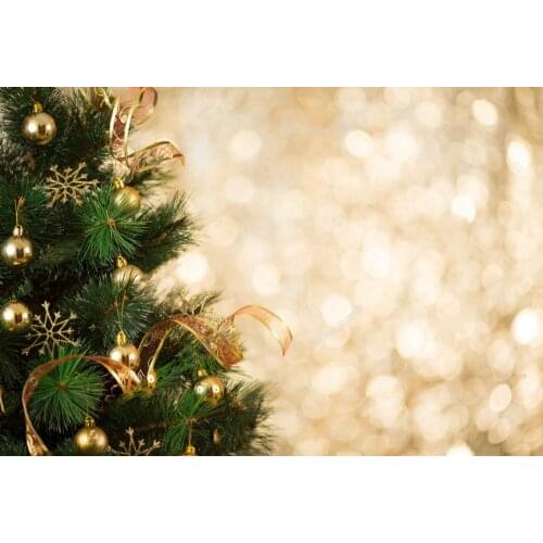 Gold Christmas tree bokeh photography backgrounds Vinyl cloth High quality Computer print wall photo backdrop