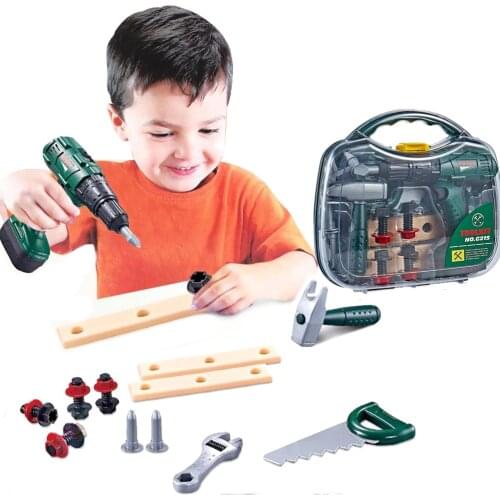 16pcs Kids Tool Set With Power Toy Drill Toy Tool Set Pretend Play Construction Toy Kids Gift Pretend Play Construction Tool