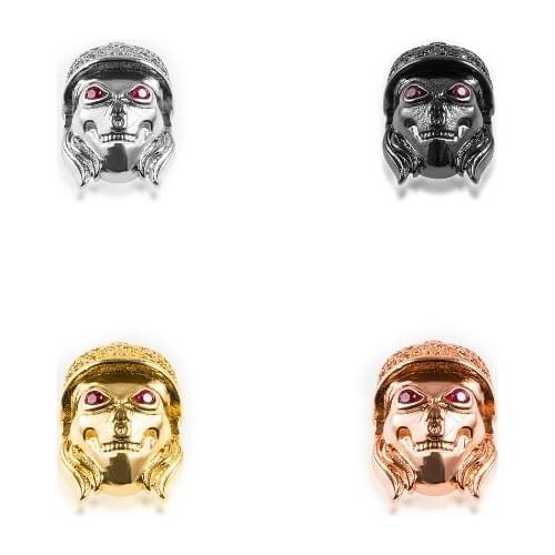 17*12mm skull mask crystal micro pave cz zircon cubic zirconia beads DIY Copper necklace charm bracelet connectors etg53