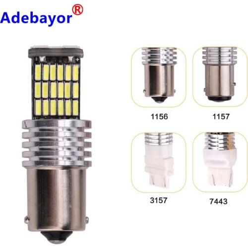 200pcs Canbus P21W 1156 BA15S 1157 BAY15D 4014 45 SMD White Car LED Bulb Turn Signal Parking Backup Light NO ERROR DC12V