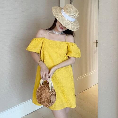 2021 Summer WomenS Sweet style Casual Off shoulder sleeveless Dresses Fashion Spaghetti Strap Dress Vacation dress woman dress