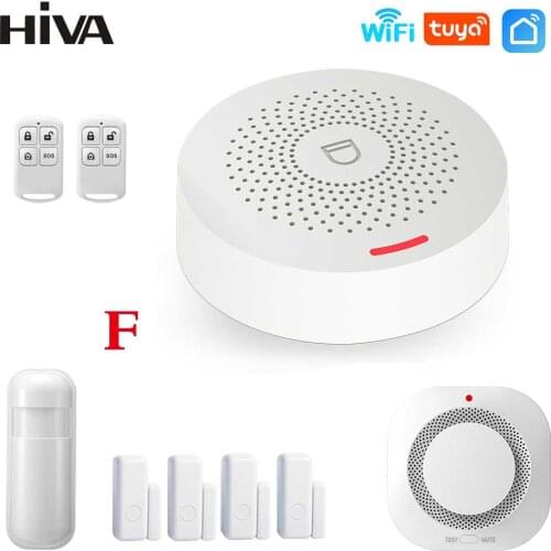 HIVA Wireless WiFi 433MHz Home Security System Wifi Burglar Alarm System Tuya Smart life Wireless keyboard works with Alexa