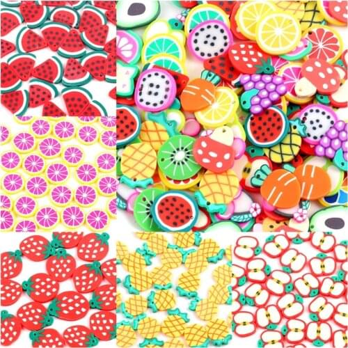 Polymer Clay Fruit Beads Flakes Clay Beads Mixed Color Spacer Beads For Jewelry Making DIY Accessories 50Pcs/lot 20mm