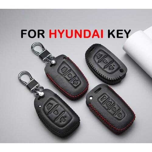 Genuine Leather Car Key Case Cover For Hyundai Solaris I30 IX35 Tucson Accent Elantra Anti-wear Protective Key Shell Car Styling
