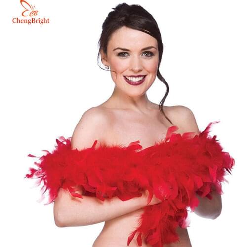 ChengBright Nice 2 Yards/Lot Red Natural Turkey Feathers Boa Costumes/Trim For Party/Costume/Shawl/Craft Turkey Plume Cosplay