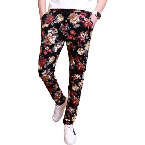 2020 New Fashion Summer Spring Autumn Men Floral Print Joggers Male Casual Summer Pant Sweatpants stretch Pants Men Trouser