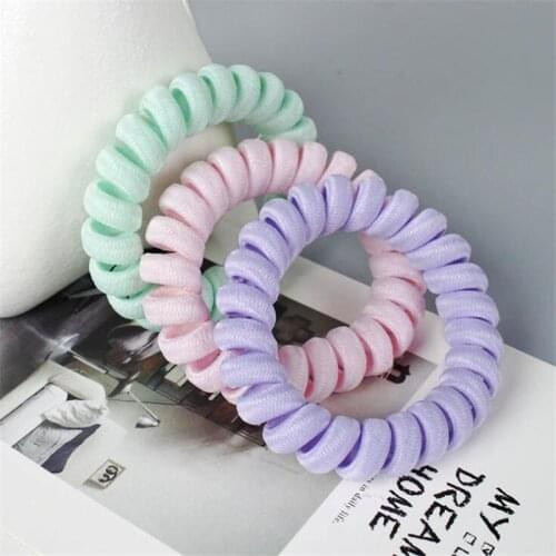 High Elasticity Telephone Coil Hairbands Women Spiral Hair Ties Girls Hair Rings Rope Solid Color Hair Accessories Gum Scrunchy