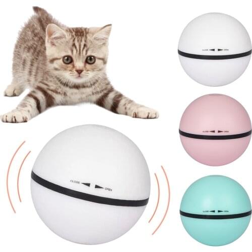 USB Charging Electric Pet Ball Smart Cat Toy Interactive Cat Toy Flashing Ball Puppy Rechargeable Training Cat Kitten Ball Toys