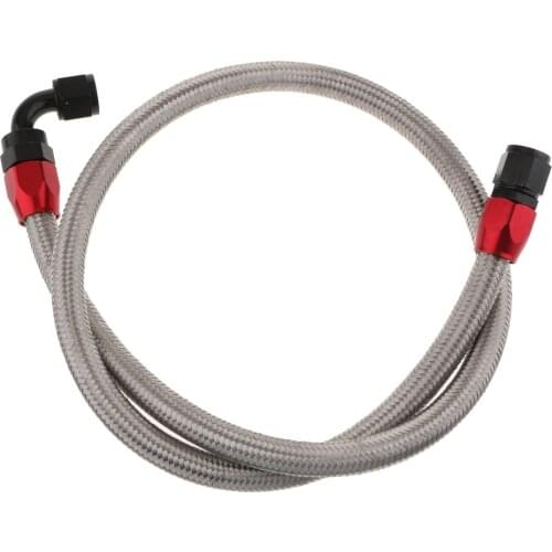 AN 8 0° + 90° Fitting Stainless Steel Braided Oil Fuel Hose Line