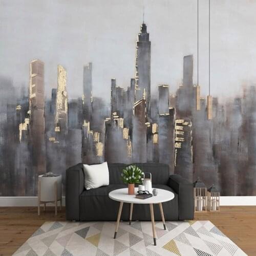 Custom Mural Wallpaper Nordic Minimalist Abstract 3D Golden City Building Background Wall Decor Living Room TV Papel De Parede