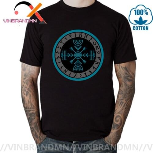 Viking Rune Circle With Odin T Shirt Old Norse Runes Top Tees Cool Streetwear TV Show T-Shirt For Fans Crazy Adult Tshirt Hombre