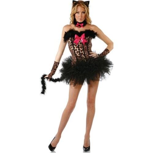 Halloween Party Cosplay Costumes for Women AdultLeopard print cosplay sexy cat womens cosplay sexy lingerie adult women cat gi