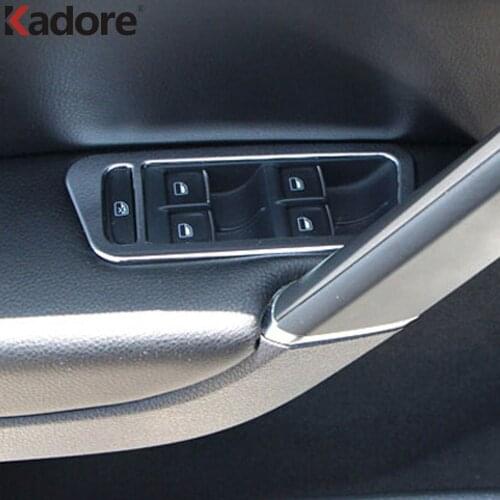 For Volkswagen Golf 7 Golf7 MK7 2013-2019 ABS Chrome Window Lift Switch Button Cover Trims Door Armrest Panel Frame