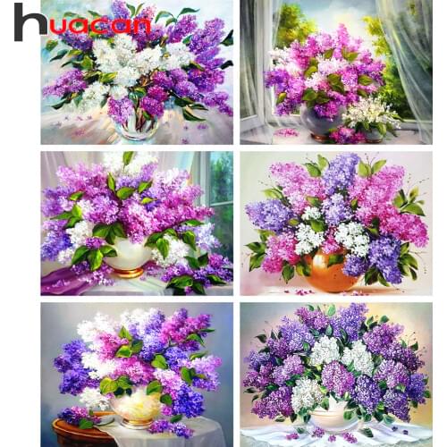 Huacan Diamond Painting Full Square Flower 5D Diamond Embroidery Mosaic Kits Art Home Decoration