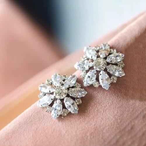 Huitan Temperament Sweet Womens Stud Earring Round Marquise CZ Unique Design Aesthetic Earrings for Female New Fashion Jewelry