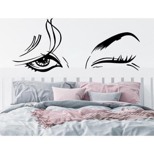 Beautiful Female Eye Makeup Sexy Girl Salon Wall Decal Beauty Eye Lip Girl Wall Sticker Bedroom Vinyl Home Decor