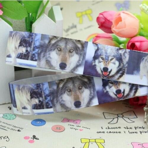 DHK 7/8'' 5yards wolf grosgrain ribbon hair bow diy party decoration OEM Wholesale 22mm C746